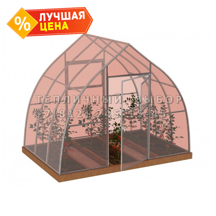 Теплица из поликарбоната-фито Усиленная Капелька 3х2 h=2.3 м профиль 25х25 мм