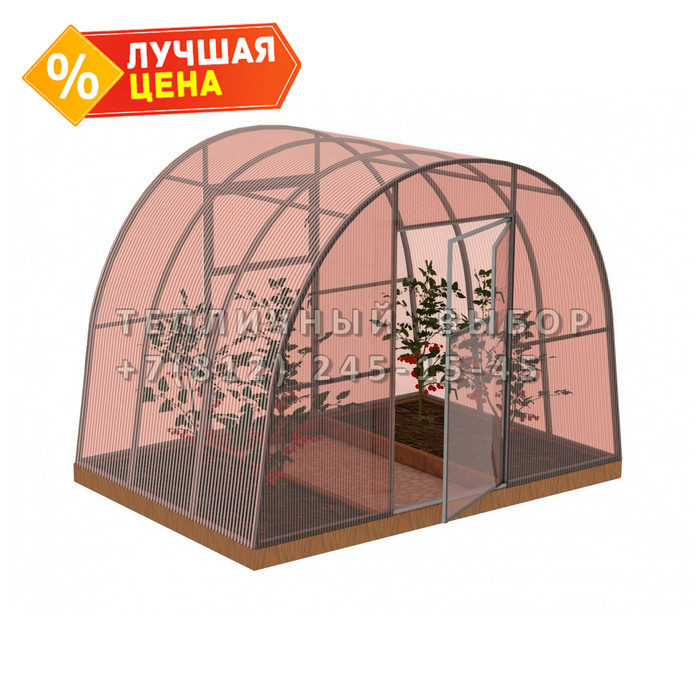 Теплица из поликарбоната-фито Усиленная Арочная 3х2 h=2.1 м профиль 20х20 мм