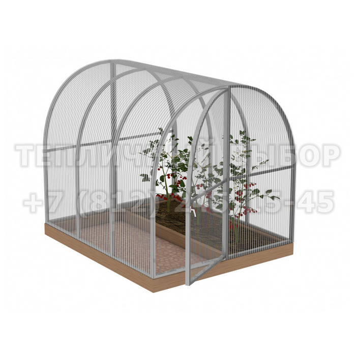 Теплица из поликарбоната Усиленная Арочная 1,6х2 h=1.68 м профиль 20х20 мм