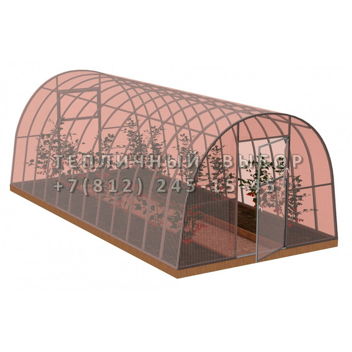 Теплица из поликарбоната-фито Усиленная Арочная 3,5х8 h=2 м профиль 30х30 мм
