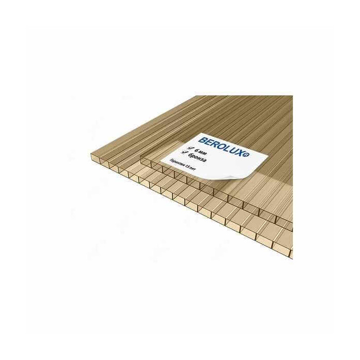 Сотовый поликарбонат 6 мм BEROLUX бронза 2100х6000 мм